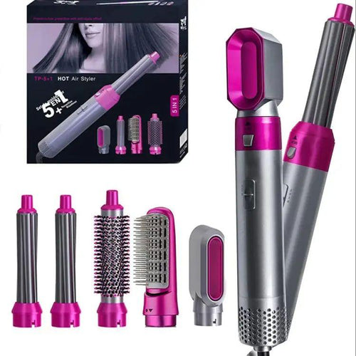 5-in-1 Hair Dryer Brush | Electric Hot Air Styler, Blow Dryer, Straightener & Curling Brush Kit
