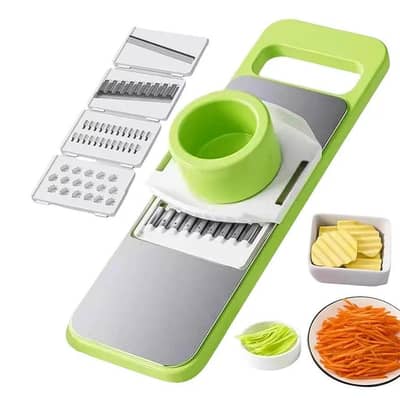 5-in-1 Multifunction Vegetable Cutter & Slicer with Stainless Steel Blades – Manual Kitchen Tool, 12 Inch