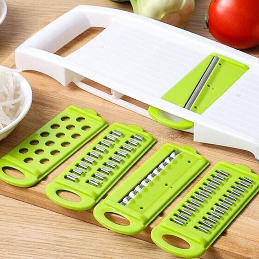 5-in-1 Multifunction Vegetable Cutter & Slicer with Stainless Steel Blades – Manual Kitchen Tool, 12 Inch