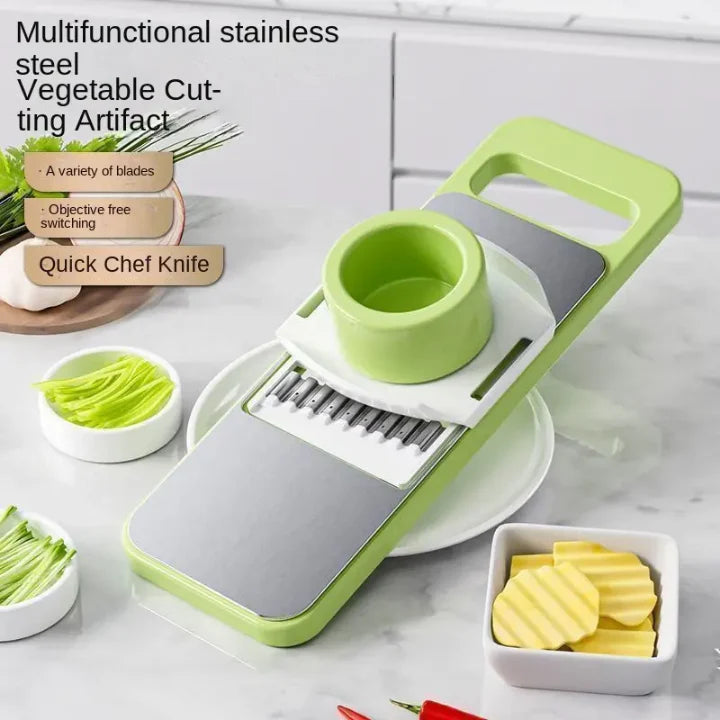 5-in-1 Multifunction Vegetable Cutter & Slicer with Stainless Steel Blades – Manual Kitchen Tool, 12 Inch