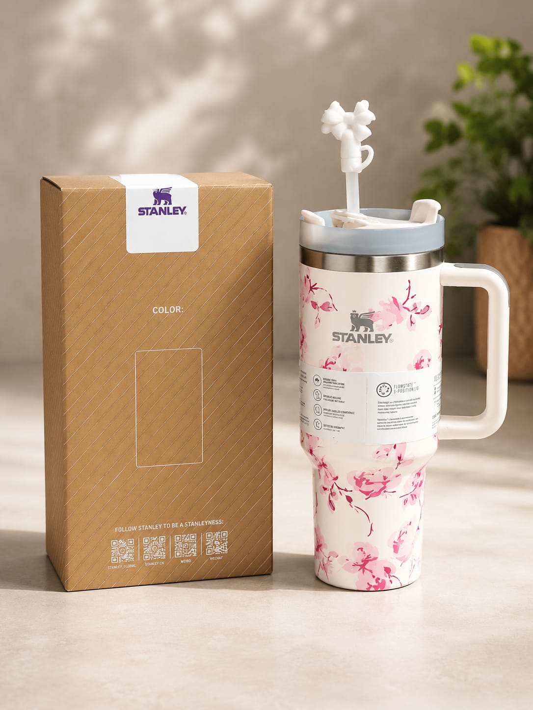 40oz Vacuum Insulated Printed Tumbler with Handle – Stainless Steel Travel Mug for Coffee, Water & Cold Beverages