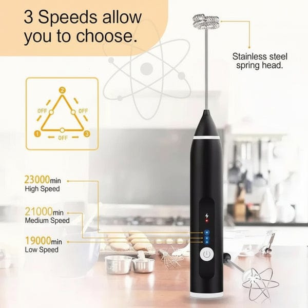 **2-in-1 USB Rechargeable Electric Milk Frother & Egg Whisk – Portable Coffee Beater for Frothing, Whisking & Versatile Kitchen Mixing**